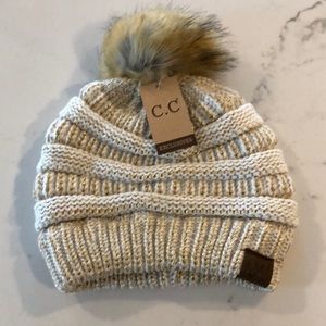 NWT CC Pom Pom beanie with metallic thread